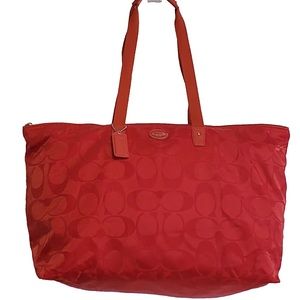 Red Coach Weekender Bag